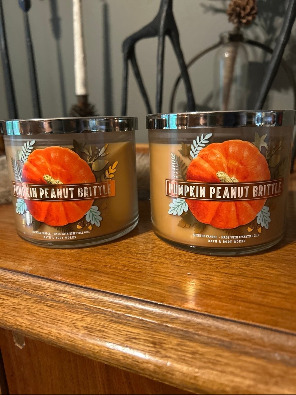 Bath & Body Works Pumpkin Peanut Brittle Orange Jar Candles (Set of 2)